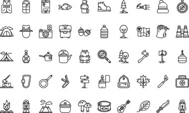 Kamp simgeleri Yüksek Kaliteli Vektör Simgeleri Koleksiyonu Düzenlenebilir Vuruşla. Profesyonel ve Yaratıcı Projeler için ideal.
