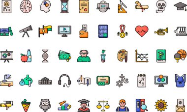 Akademi simgeleri Yüksek Kalite Vektör Simgeleri Düzenlenebilir Vuruşla Koleksiyonu. Profesyonel ve Yaratıcı Projeler için ideal.