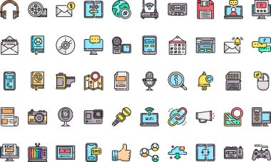 Düzenlenebilir Vuruşla İletişim ve ortam simgeleri Yüksek Kaliteli Vektör Simgeleri Koleksiyonu. Profesyonel ve Yaratıcı Projeler için ideal.