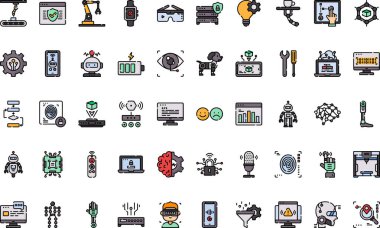 Düzenlenebilir Vuruşlu Yapay Zeka Simgeleri Yüksek Kaliteli Vektör Simgeleri Koleksiyonu. Profesyonel ve Yaratıcı Projeler için ideal.