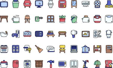 Düzenlenebilir Vuruşlu Ev eşyaları Yüksek Kalite Vektör Simgeleri Koleksiyonu simgeleri. Profesyonel ve Yaratıcı Projeler için ideal.