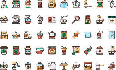 Kafe simgeleri Yüksek Kalite Vektör Simgeleri Düzenlenebilir Darbe Koleksiyonu. Profesyonel ve Yaratıcı Projeler için ideal.