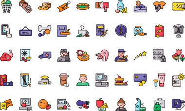 Düzenlenebilir Vuruşlu Süpermarket simgeleri Yüksek Kaliteli Vektör Simgeleri Koleksiyonu. Profesyonel ve Yaratıcı Projeler için ideal.