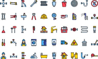 Tesisatçı Simgeleri Düzenlenebilir Vuruşlarla Yüksek Kalite Vektör Simgeleri Koleksiyonu. Profesyonel ve Yaratıcı Projeler için ideal.