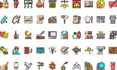 Genel sanat simgeleri Yüksek Kaliteli Vektör Simgeleri Koleksiyonu Düzenlenebilir Vuruşlu. Profesyonel ve Yaratıcı Projeler için ideal.