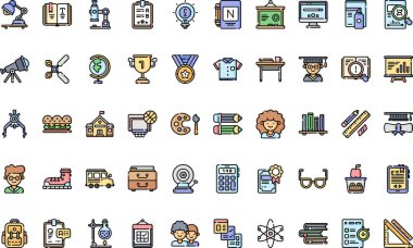 Okul simgeleri Yüksek Kaliteli Vektör Simgeleri Koleksiyonuna Düzenlenebilir Vuruşlu. Profesyonel ve Yaratıcı Projeler için ideal.