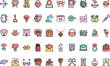 Sevgililer Günü simgeleri Yüksek Kaliteli Vektör Simgeleri Koleksiyonu ve Düzenlenebilir Darbe. Profesyonel ve Yaratıcı Projeler için ideal.