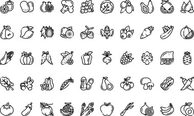Meyve ve sebze ikonları Yüksek Kaliteli Vektör Simgeleri Koleksiyonu ve Düzenlenebilir Vuruşlar. Profesyonel ve Yaratıcı Projeler için ideal