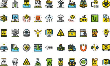 Nükleer enerji ikonları Yüksek Kaliteli Vektör Simgeleri Koleksiyonu Düzenlenebilir Vuruşla. Profesyonel ve Yaratıcı Projeler için ideal.