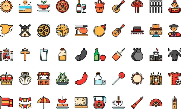 İspanya Yüksek Kaliteli Vektör Simgeleri Koleksiyonu Düzenlenebilir Vuruşla simgeleri. Profesyonel ve Yaratıcı Projeler için ideal.