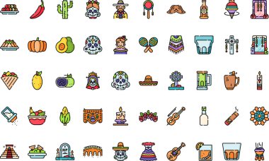 Dia de Muertos simgeleri Düzenlenebilir Vuruşla Yüksek Kalite Vektör Simgeleri Koleksiyonu. Profesyonel ve Yaratıcı Projeler için ideal.