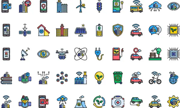 Düzenlenebilir Vuruşlu Akıllı Şehir Simgeleri Yüksek Kalite Vektör Simgeleri Koleksiyonu. Profesyonel ve Yaratıcı Projeler için ideal.