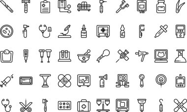 Tıbbi araçlar Yüksek Kaliteli Vektör Simgeleri Koleksiyonu ve Düzenlenebilir Vuruş simgelerini simgeler. Profesyonel ve Yaratıcı Projeler için ideal