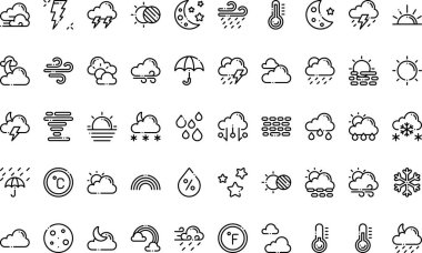 Düzenlenebilir Vuruşlu Hava Simgeleri Yüksek Kalite Vektör Simgeleri Koleksiyonu. Profesyonel ve Yaratıcı Projeler için ideal