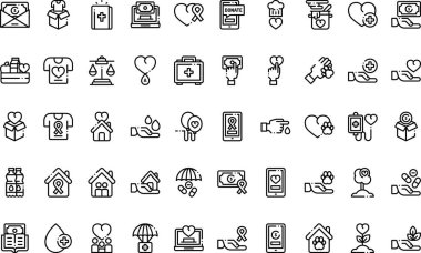 Charity simgeleri: Düzenlenebilir Vuruşlu Yüksek Kaliteli Vektör Simgeleri Koleksiyonu. Profesyonel ve Yaratıcı Projeler için ideal