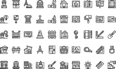 Düzenlenebilir Vuruşlu Yüksek Kaliteli Vektör Simgeleri Koleksiyonu simgeleri. Profesyonel ve Yaratıcı Projeler için ideal