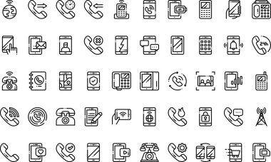 Düzenlenebilir Vuruşlu Telefon Simgeleri Yüksek Kalite Vektör Simgeleri Koleksiyonu. Profesyonel ve Yaratıcı Projeler için ideal