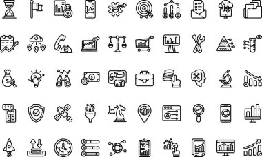 Analitik simgeleri Düzenlenebilir Vuruşlu Yüksek Kaliteli Vektör Simgeleri Koleksiyonu. Profesyonel ve Yaratıcı Projeler için ideal