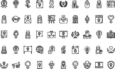 Feminizm, Yüksek Kaliteli Vektör Simgeleri Koleksiyonu ile Düzenlenebilir Darbe Simgelerini simgeler. Profesyonel ve Yaratıcı Projeler için ideal