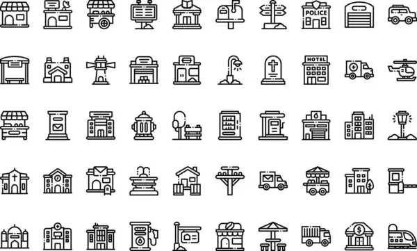 Düzenlenebilir Vuruşlu Şehir Simgeleri Yüksek Kalite Vektör Simgeleri Koleksiyonu. Profesyonel ve Yaratıcı Projeler için ideal