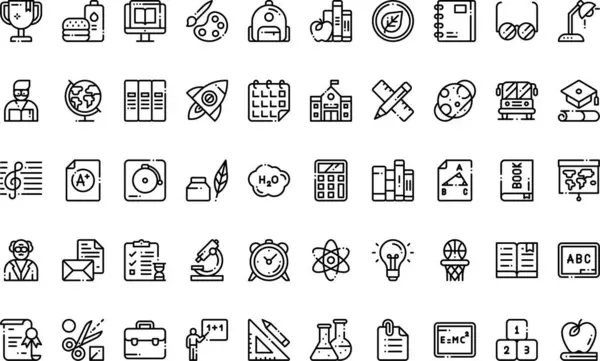 Okul simgeleri Yüksek Kaliteli Vektör Simgeleri Koleksiyonuna Düzenlenebilir Vuruşlu. Profesyonel ve Yaratıcı Projeler için ideal