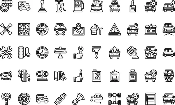 Otomobil garajı simgeleri Yüksek Kaliteli Vektör Simgeleri Koleksiyonu ve Düzenlenebilir Darbe. Profesyonel ve Yaratıcı Projeler için ideal