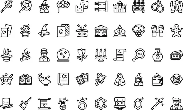 Düzenlenebilir Vuruşlu Sihirli Simgeler Yüksek Kaliteli Vektör Simgeleri Koleksiyonu. Profesyonel ve Yaratıcı Projeler için ideal