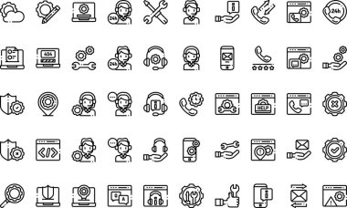 Düzenlenebilir Vuruşlu Yüksek Kaliteli Vektör Simgeleri Koleksiyonu. Profesyonel ve Yaratıcı Projeler için ideal