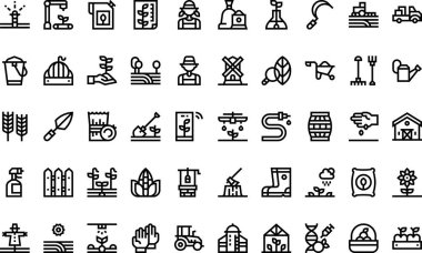 Düzenlenebilir Vuruşlu Tarım Simgeleri Yüksek Kaliteli Vektör Simgeleri Koleksiyonu. Profesyonel ve Yaratıcı Projeler için ideal.