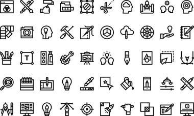 Düzenlenebilir Vuruşlu Yaratıcı Araçlar Yüksek Kaliteli Vektör Simgeleri Koleksiyonu. Profesyonel ve Yaratıcı Projeler için ideal.