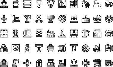 Endüstriyel süreç Yüksek Kaliteli Vektör Simgeleri Koleksiyonu ve Düzenlenebilir Vuruşlar simgeleri. Profesyonel ve Yaratıcı Projeler için ideal