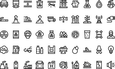 Kirlilik simgeleri: Düzenlenebilir Vuruşlu Yüksek Kalite Vektör Simgeleri Koleksiyonu. Profesyonel ve Yaratıcı Projeler için ideal.