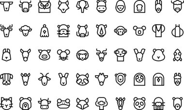 Hayvanlar Yüksek Kaliteli Vektör Simgeleri Koleksiyonu Düzenlenebilir Vuruşlu. Profesyonel ve Yaratıcı Projeler için ideal