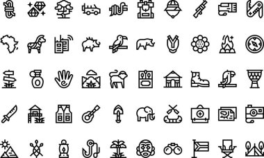 Safari simgeleri Düzenlenebilir Vuruşlu Yüksek Kaliteli Vektör Simgeleri Koleksiyonu. Profesyonel ve Yaratıcı Projeler için ideal