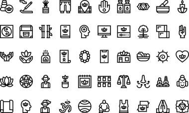 Yoga simgeleri Yüksek Kaliteli Vektör Simgesi Koleksiyonu Düzenlenebilir Vuruşlu. Profesyonel ve Yaratıcı Projeler için ideal.