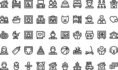 Düzenlenebilir Vuruşlu Aile Simgeleri Yüksek Kalite Vektör Simgeleri Koleksiyonu. Profesyonel ve Yaratıcı Projeler için ideal.