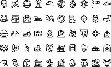 Kutup ve antarktik simgeleri Düzenlenebilir Vuruşla Yüksek Kaliteli Vektör Simgeleri Koleksiyonu. Profesyonel ve Yaratıcı Projeler için ideal