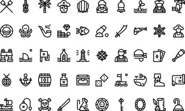 Korsanlar Yüksek Kaliteli Vektör Simgeleri Koleksiyonunu Düzenlenebilir Vuruşla simgeledi. Profesyonel ve Yaratıcı Projeler için ideal.