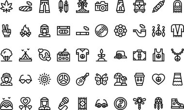 Hippiler Yüksek Kaliteli Vektör Simgeleri Koleksiyonu ile Düzenlenebilir Vuruşlar simgesini simgeler. Profesyonel ve Yaratıcı Projeler için ideal