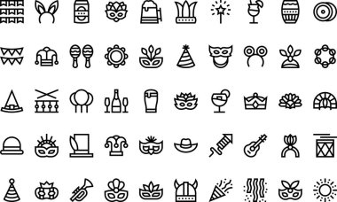 Düzenlenebilir Vuruşlu Karnaval simgeleri Yüksek Kaliteli Vektör Simgeleri Koleksiyonu. Profesyonel ve Yaratıcı Projeler için ideal