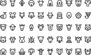 Hayvanlar Yüksek Kaliteli Vektör Simgeleri Koleksiyonu Düzenlenebilir Vuruşlu. Profesyonel ve Yaratıcı Projeler için ideal.
