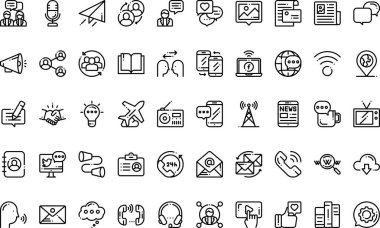 Düzenlenebilir Vuruşla İletişim Simgeleri Yüksek Kalite Vektör Simgeleri Koleksiyonu. Profesyonel ve Yaratıcı Projeler için ideal