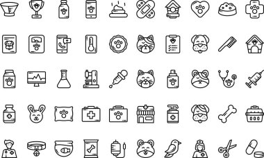 Düzenlenebilir Vuruşlu Veteriner Simgeleri Yüksek Kaliteli Vektör Simgeleri Koleksiyonu. Profesyonel ve Yaratıcı Projeler için ideal