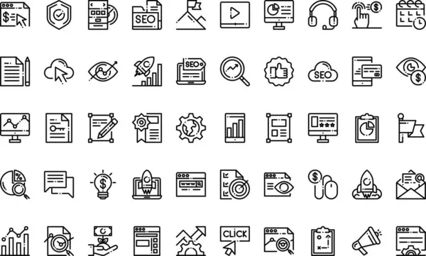 Düzenlenebilir Vuruş ile Yüksek Kalite Vektör Simgeleri Koleksiyonu pazarlama simgeleri. Profesyonel ve Yaratıcı Projeler için ideal