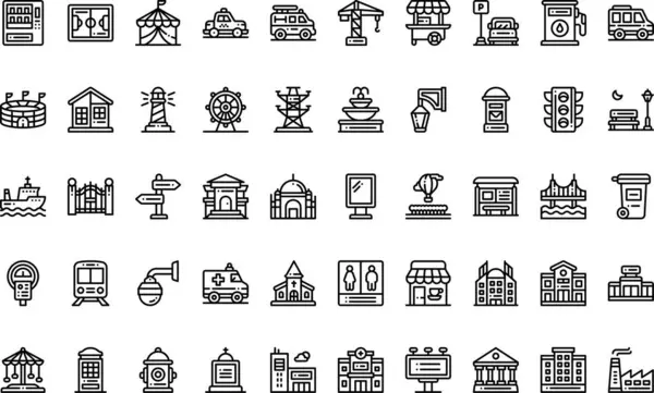 Düzenlenebilir Vuruşlu Şehir Simgeleri Yüksek Kalite Vektör Simgeleri Koleksiyonu. Profesyonel ve Yaratıcı Projeler için ideal