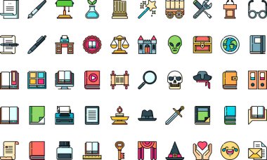 Edebiyat simgeleri Yüksek Kaliteli Vektör Simgeleri Koleksiyonu ve Düzenlenebilir Vuruş. Profesyonel ve Yaratıcı Projeler için ideal.