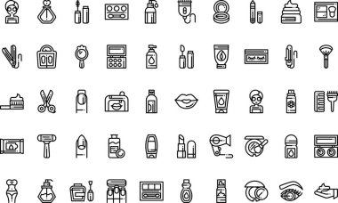 Güzellik simgeleri Yüksek Kaliteli Vektör Simgeleri Koleksiyonu Düzenlenebilir Vuruşlu. Profesyonel ve Yaratıcı Projeler için ideal