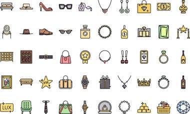 Düzenlenebilir Vuruşla Yüksek Kalite Vektör Simgeleri Koleksiyonu 'nun lüks mağaza simgeleri. Profesyonel ve Yaratıcı Projeler için ideal.