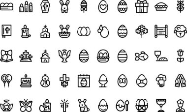 Düzenlenebilir Vuruşlu Paskalya ikonları Yüksek Kalite Vektör Simgeleri Koleksiyonu. Profesyonel ve Yaratıcı Projeler için ideal