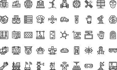 Yüksek Kaliteli Vektör Simgesi Koleksiyonu ve Düzenlenebilir Vuruşlu Teknoloji simgeleri. Profesyonel ve Yaratıcı Projeler için ideal